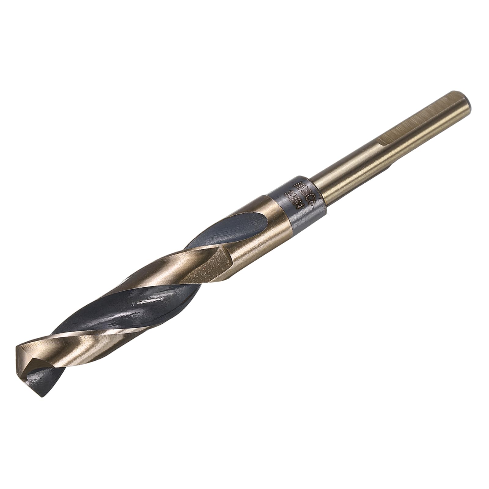 uxcell 39/64" Drill Bit 3/8" Reduced Shank 3-Flat M35 Cobalt 5% High-Speed Steel Twist Black and Gold Finish 135° Drill for Hard Metal Stainless Steel