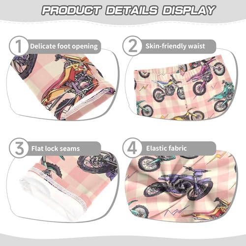 Motorcycle Lightning Pink Plaid Girls Leggings Ultra Soft Compression Yoga Gym Pants for Kids 4-10T3
