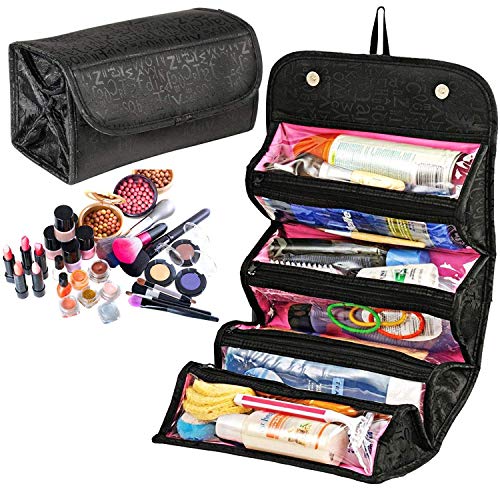 Roll Up Travel Cosmetic Makeup Jewelry Toiletry Bag Organizer Camping Accessories Holder