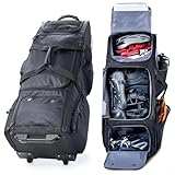 Large Rolling Baseball Catchers Gear Bag with Wheels, Softball Bag with Hard Backing for 4 Bats,Equipment Bag with Separate Shoe & Helmet Compartments, Youth Baseball Bag with 360° Spinner Wheels