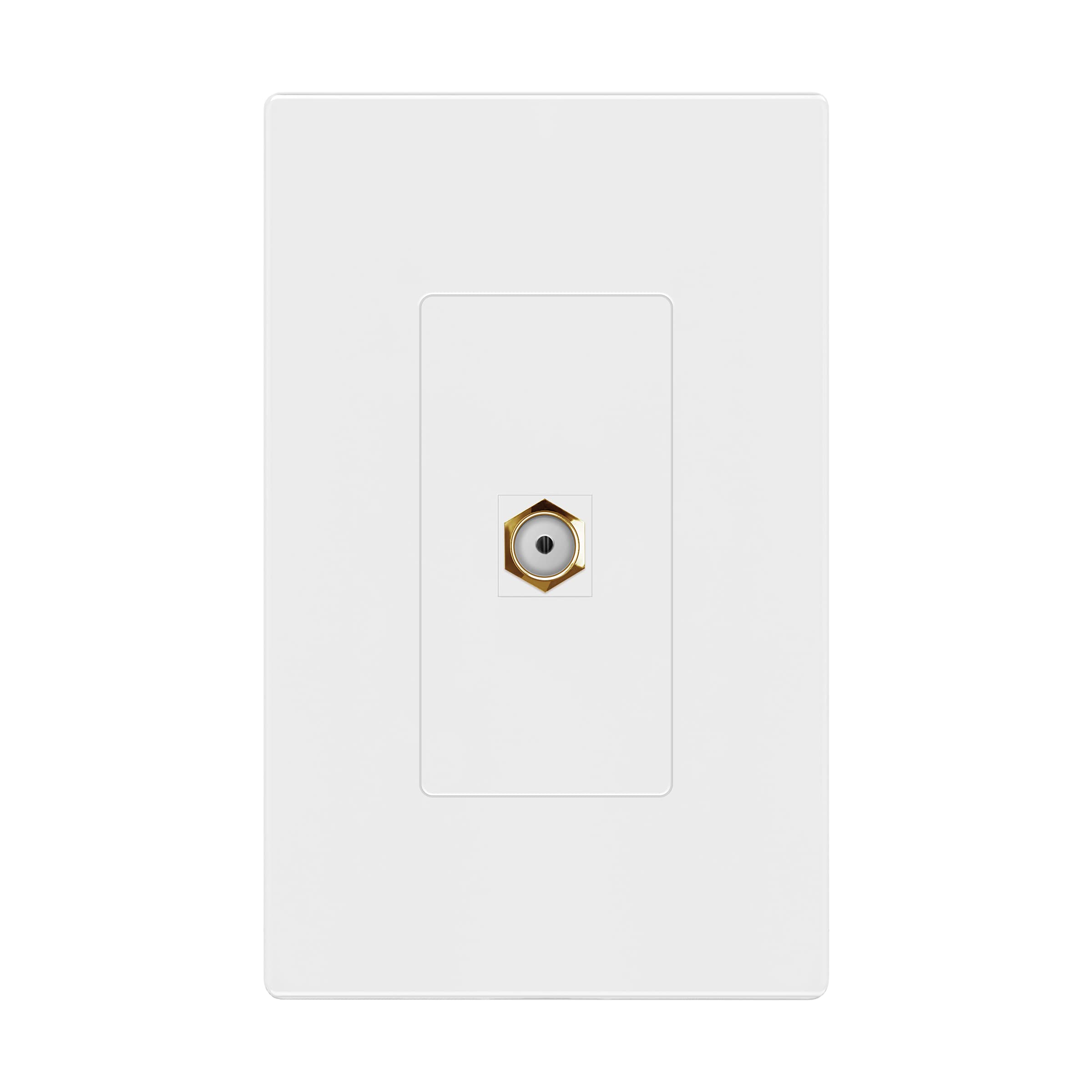 ENERLITES Port Screwless Keystone Wall Plate with Gold F-Type Coupler Bulkhead Audio/Video Connector, Female, Standard Size 1-Gang 4.69" x 2.93", SI8871FGD-W, White