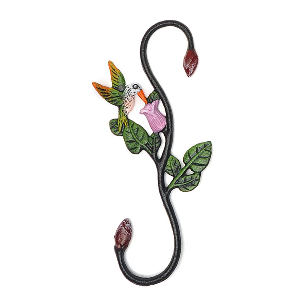 KiaoTime Cast Iron Plant Extension Hanger, Indoor Outdoor Home Garden S Hooks Plant Hanger with Hummingbird for Hanging Plants, Flower Pots Baskets, Macrame Plant Holder, Lantern, Birdfeeder