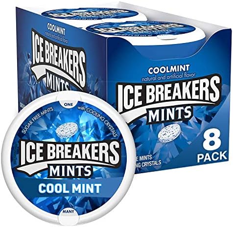ICE BREAKERS Coolmint With Cooling Crystals, Sugar-Free Sugar Free Breath Mints Tins, 1.5 oz (8 Count)