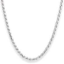 TILO JEWELRY Solid 925 Sterling Silver Diamond-cut Rope Chain Necklace