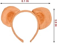 Vista 15 de HODRME - Diadema de orejas y cuernos de animales de felpa, para Halloween, Navidad, festival, fiesta temática de animales, cosplay, o disfraz