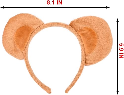Miniatura 15 de HODRME - Diadema de orejas y cuernos de animales de felpa, para Halloween, Navidad, festival, fiesta temática de animales, cosplay, o disfraz