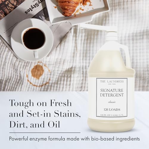 The Laundress Luxury Laundry Detergent, Gallon Pump, 126 Loads, Scented Signature Classic Fragrance, Concentrated Triple Enzyme Deep Cleaning and Targeted Stain Remover, 96% USDA Biobased Product by The Laundress - Image 4