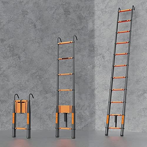 Aluminum Attic Ladders for Small Openings/Garage/RV Trailer, Home Folding Telescopic Ladder 2.6m 3.2m 3.8m 4.5m 5 Metre 6m with Hooks & Stabiliser, Load 150KG (Size : 4.7m/15.4 ft)