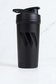 Swolverine Stainless Steel Shaker | Black on Black Stainless Steel Protein Shaker Bottle