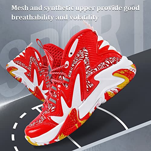 Image of VITUOFLY Kids Basketball Shoes Boys Sneakers Girls Mid-top Sports Shoes | Ankle protection, Non-slip TPR outsole, Cushioned shock-absorbing EVA midsole, Indoor outdoor sports for little & big kids