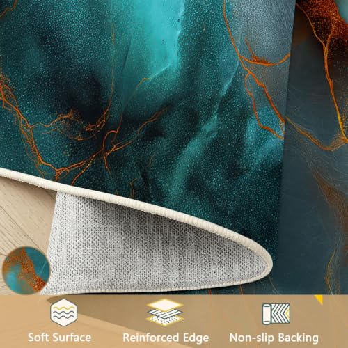 Tapis effet marbre bleu canard luxe et doux 160 x 230 cm - 5