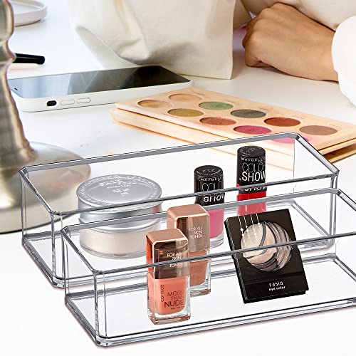 Image of Amazing Abby - Glamour - 2-Pack Acrylic 1-Compartment Makeup Organizer, Transparent Plastic Lipstick Holder, Perfect Bathroom Vanity Storage Solution for Lipsticks, Nail Polishes, and More