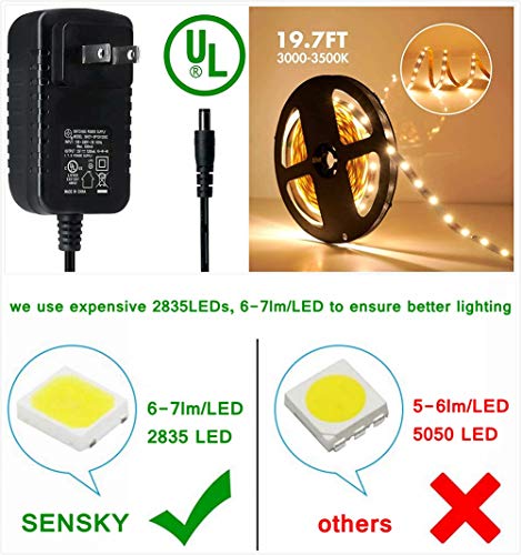 Sensky Motion Sensor LED Under Cabinet Lighting Kit Extendable Under Counter LED Light with Motion Sensor, Power Adapter for Gun Safe Light, Shelf, TV Wall Lighting ( 8.2FT ,3000-3500K )