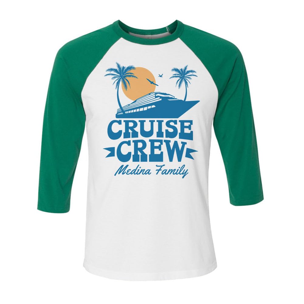 Cruise Crew Medina Family Three-Quarter Raglan Sleeve Baseball Shirt Unisex X-Small White/Kelly