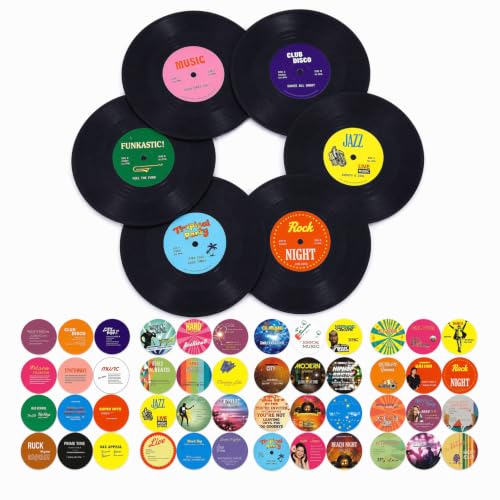 ZJXKJGS 6 Piezas Disco De Vinilo Retro, Decoración de Discos de Vinilo, Pared De Decoración De Discos De Vinilo, Diseño Retro De Discos De Cd, para Puede Utilizar En Café (12 inch)(Patrón aleatorio)