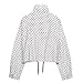 JoinQueen Women Polka Dot Jacket Stand Collar Cropped Jackets Zip Up Coat Casual Fashion Coat Fall Spring Jacket with Pockets(White,M)
