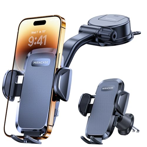 Miracase [2025 Upgraded] Handyhalterung Auto Handy Halterung,Universal Car Phone Holder[Stärkste Saugnapf & Lüftungshake...