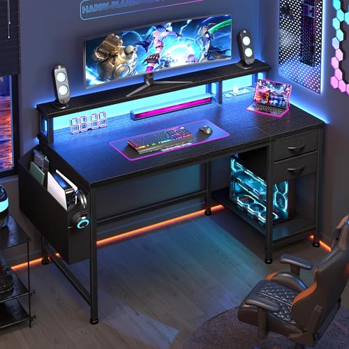 DurayLoly 40" Gaming Desk with Drawers&Storage Bag, Computer Desk with