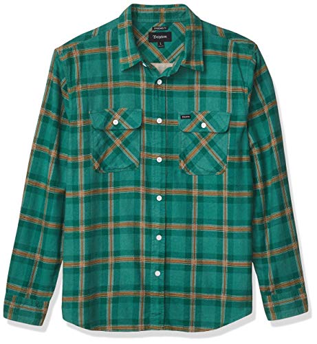 Brixton Men's Bowery LW L/S Flannel, Fern, X-Large