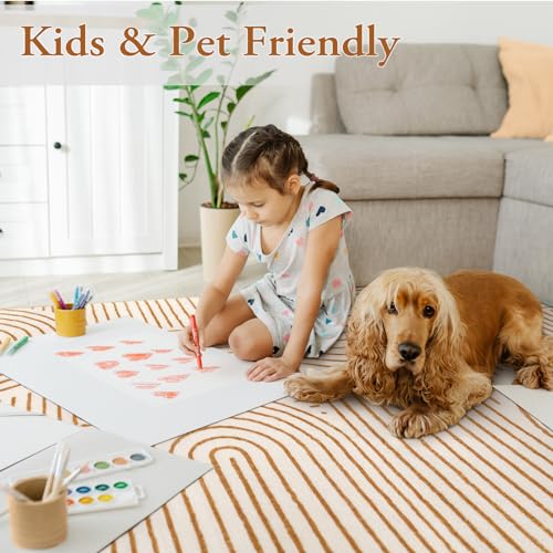 Lahome Abstract Washable Rugs 5x7, Non Slip Soft Living Room Rugs Ultra-Thin Rainbow Bedroom Rug, Non Skid Rug Backing Accent Carpet for Dining Room Office(5\'x7\',Orange)