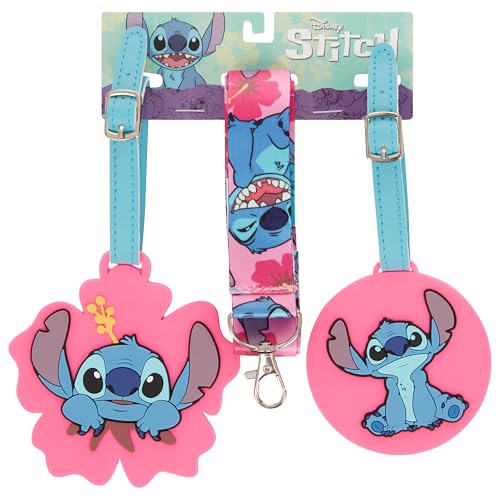 Lilo and Stitch Lugagge Tag - Pink 3 Peice Lugagge Tag and Lanyard Set - Officially Licensed Disney Merchendise