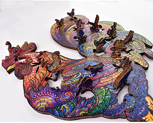 Wooden Puzzle For Adults, Unique Animal Shaped Wooden Jigsaw Puzzles With 199 Pieces, Sturdy Laser Cut Wood Jigsaw Puzzles, Good Families Games And Gifts (Colorful Rooster, Large Size) #TOP5