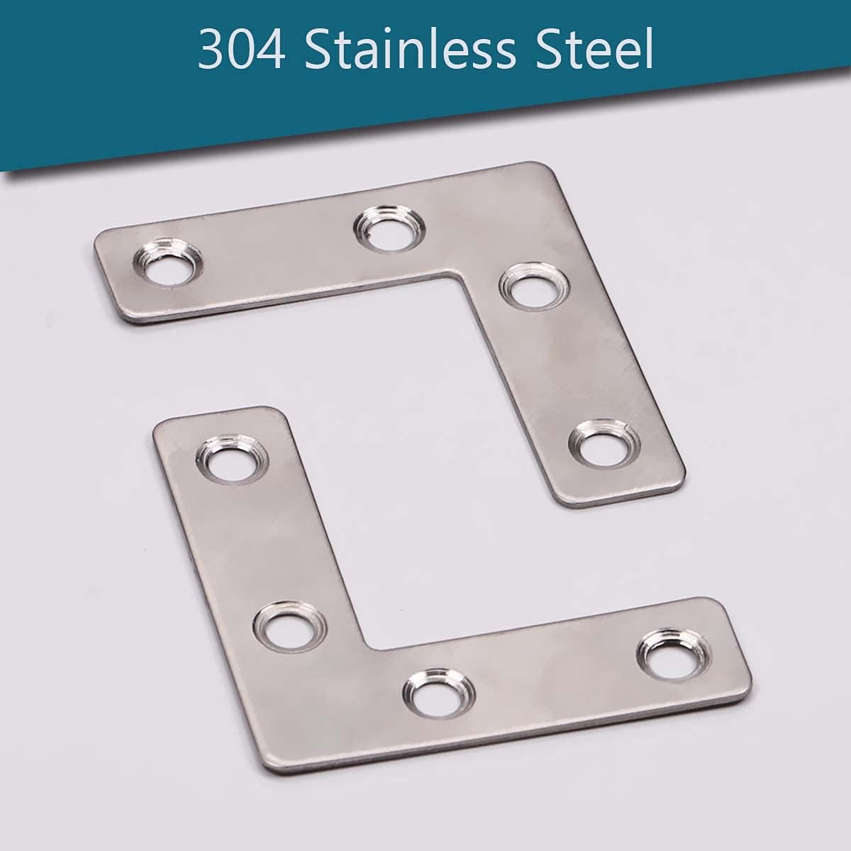 Corner Brace 30PCS 1.97" x 1.97" L-Shaped Silver Bracket Gusset Plate Joint Right-Angle Bracket Fasteners Brushed 304 Stainless Steel Surface Connection Angle Bracket