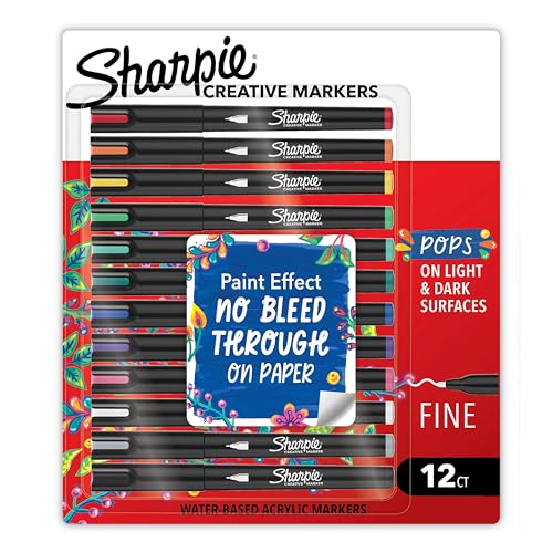 Sharpie Creative Markers, Water-Based Acrylic Paint Markers, Fine Tip, Assorted, 12 Count by Sharpie - Image 8