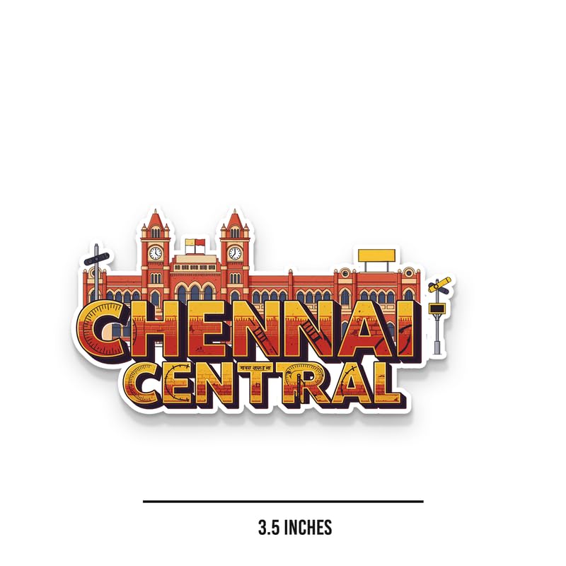 Image of Chennai Central Fridge Magnets, Glossy Finish, Stylish Magnet for Fridge, Wardrobe & Metal Surfaces