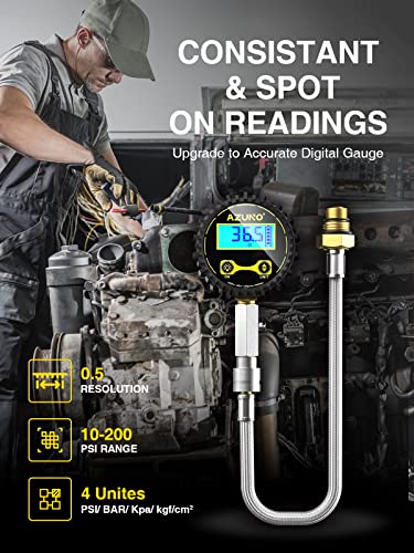 Azuno Compression Tester Automotive, 200 Psi Digital Compression Tester Small Engine For Cars, Motorcycles, Boats, Atvs, Utvs, And Other Gasoline Engines #TOP1