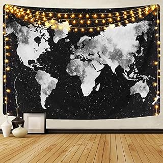 Dremisland Indian Galaxy Starry Tapestries Bohemian Mandala Wall Tapestry World Map Tapestry Black and White Wall Hanging Decor for Living Room Bedroom Dorm