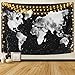 Produktbild Dremisland Wandteppich Indisch Mandala Hippie Bohemien Mandala Wandtuch Weltkarte Tapisserie Schwarz & Weiß Wandbehang Tapestry für Wohnzimmer Schlafzimmer Dekor (Schwarz Weltkarte, L / 148x200cm)