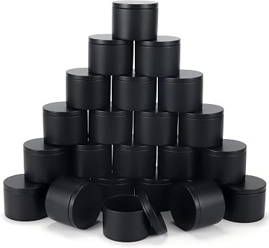 sonviitins 24 Pieces 8 oz Black Candle Tins,8oz Candle Jars Candle Containers with Lids, Candle tin for Candles Making, Arts & Crafts, Storage, and Gifts