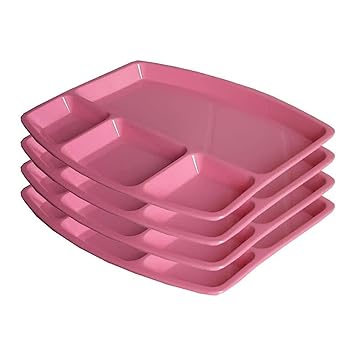 Dinner Plates; Made of Food-Grade Melamine Material; Round Shape; Diameter of 11 Inches; Set of 4; White & Purple Color.