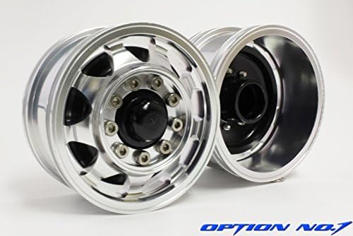 1/14トレーラー用 アルミフロントワイドホイール (2個入) (ブラック)25mm幅 HH-WL011-BK