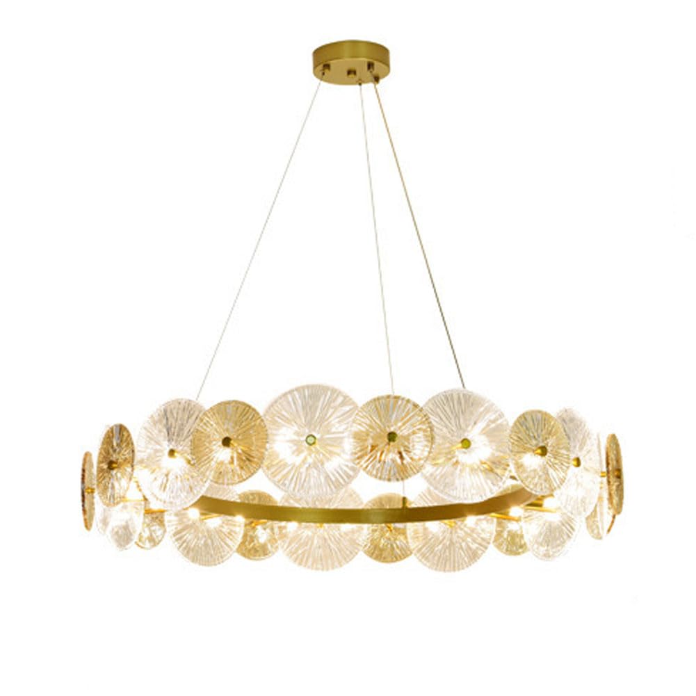 HXYSXHJUO Modern minimalist lotus leaf chandelier, Scandinavian round glass designer ring for living room sample house dining bedroom light fixture,100cm