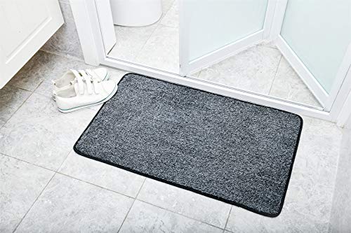Vinsani Non-Slip Indoor Magic Clean Step Mat Machine Washable Floor Doormat Super Absorbent Carpet Runner Entrance Rug Liner - Dark Grey - 45 X 75 cm