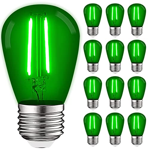 LUXRITE S14 Edison LED Green Light Bulbs, 0.5W, Colored LED Bulbs (12 Pack)
