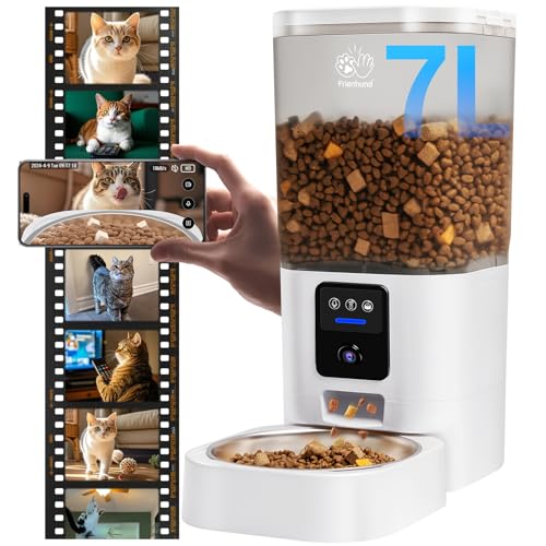 Automatic Cat Feeder with 2K Camera: 5G WiFi Automatic Dog Feeder with Night Vision, Auto Cat Food Dispenser with 7L Large Pet Food Storage Container for Multiple Pet,Detachable for Easy Clean -29 Cup