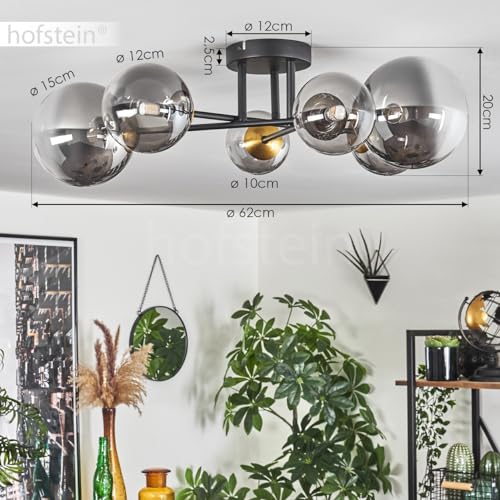 Plafonnier design rétro noir or et globes de verre Chehalis - 5