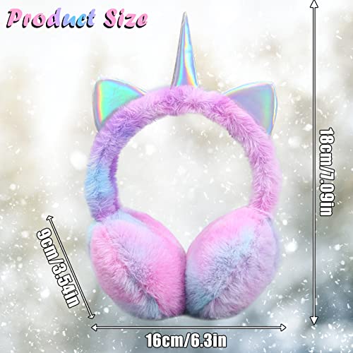 Hadm Rainbow Unicorn Earmuffs Warm Cute Winter Ear Warmers Portable Soft Plush Ear Muff For Women Kids Girls #TOP2
