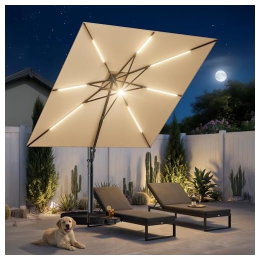 HOMSHADE 10 ft Square Cantilever Patio Umbrella