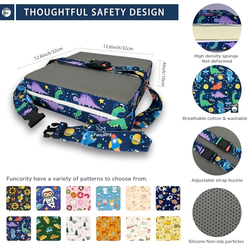 Image of Toddler Booster Seat for Dining Table, Portable Booster Seat for Kitchen Chair, 4 Inch High-Density Foam Cushion with Adjustable Safety Straps and Non-Slip Bottom, Perfect for Kids Travel and Daily