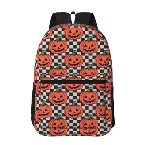 Mochila Halloween calabazas negra y blanca 17 pulgadas