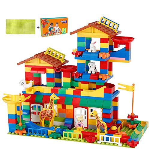 Preisvergleich Produktbild 290 Bausteine,Rutsche Ball Rutsche Premium-Bauplatten - kompatibel mit großen Bausteinen Aller führenden Marken - Blau, Grün, Rot, Gelb für Kinder von 3-5 Jahren