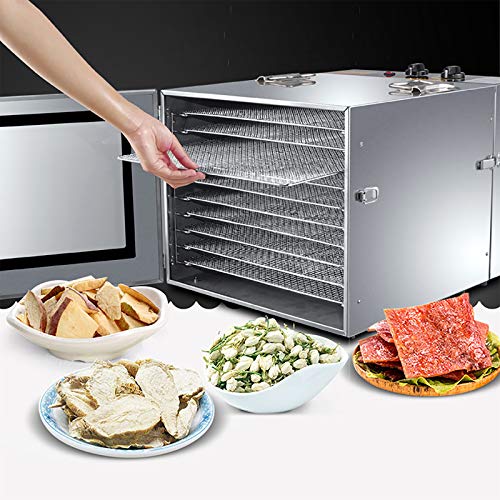 Edelstahl Dörrautomat Dörrgerät, Küchenminis Food Dehydrator mit 6/10 Einlegefächer, 35-90℃, Dehydrator Food Dryer, 12/24h-Timer (10) – Bild 4