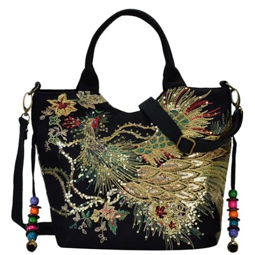 Sac de broderie bohème Phoenix aux finitions délicates et paillettes scintillantes