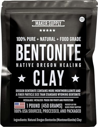 Maker Supply Bentonite Clay 1 Lb Powder Natural Heavy Metal Detox & Pore Cleansing | Indian Healing Clay