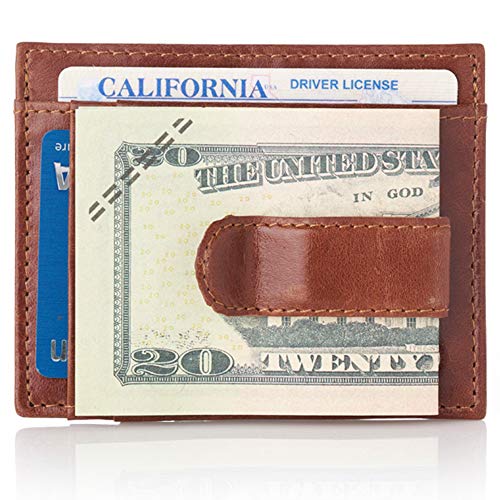 Alpine Swiss RFID Money Clip Front Pocket Wallet Brown