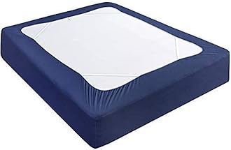 Box Spring Cover Queen Size, Elastic Fabric Wrap Around 4 Sides Bed Skirt, Sleek Alternative for Bed Skirts for Hotel/Home, Fits Box Springs up to 13”, Navy
